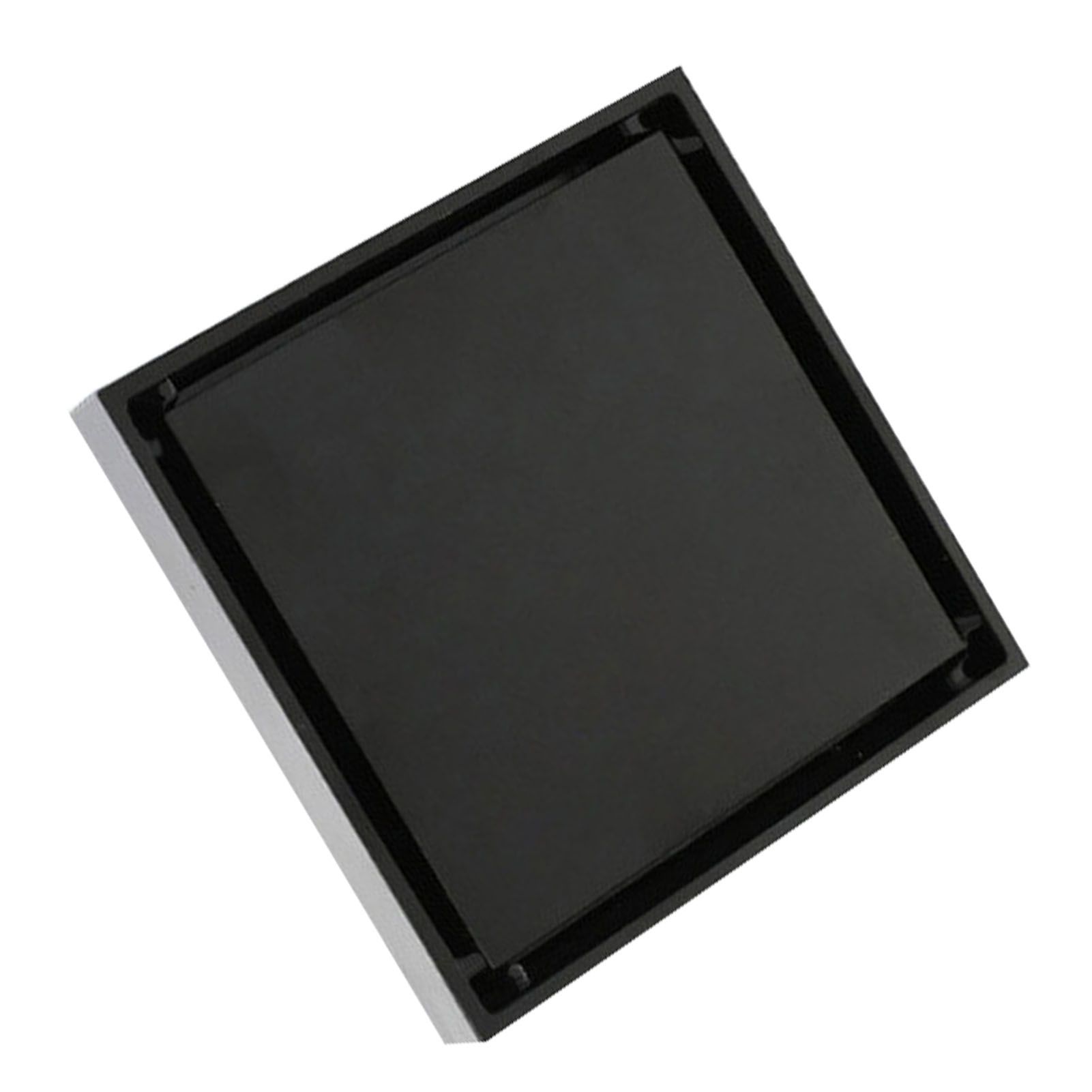 4 Inch Square Invisible Shower Drain Stainless Steel Anti Odor Bathroom Floor Drain 1.3mm Tileable Black - Image 3