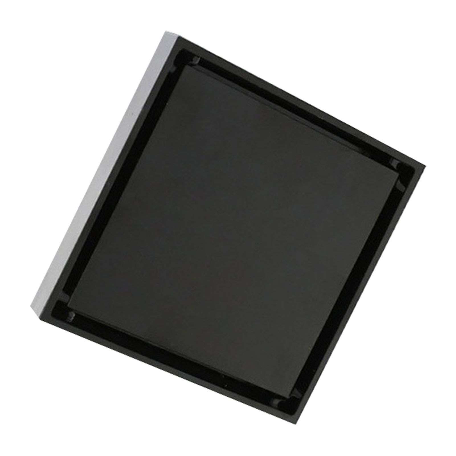 4 Inch Square Invisible Shower Drain Stainless Steel Anti Odor Bathroom Floor Drain 1.3mm Tileable Black - Image 4