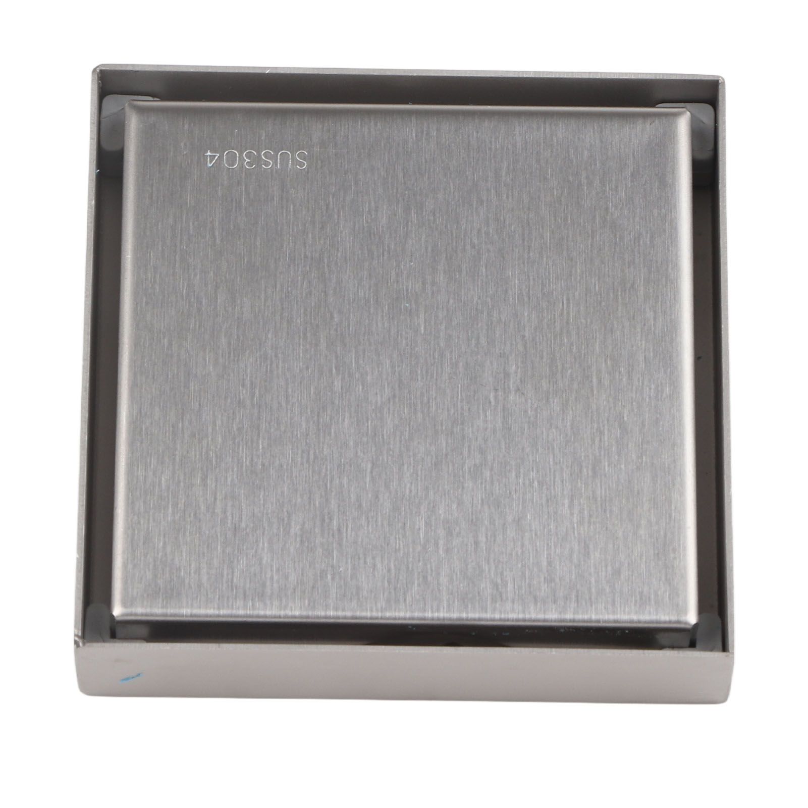 4 Inch Square Invisible Shower Drain Stainless Steel Anti Odor Bathroom Floor Drain 1.3mm Tileable Brushed - Image 1