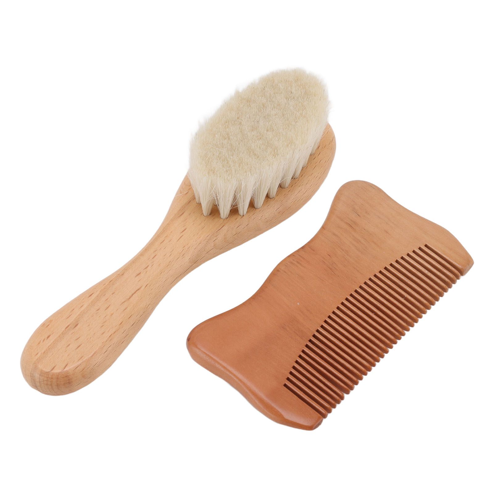 Wooden Baby Hair Brush Comb Set Baby Bathing Wood Comb Wool Brush Men Oil Head Style Beard Brush - Image 8