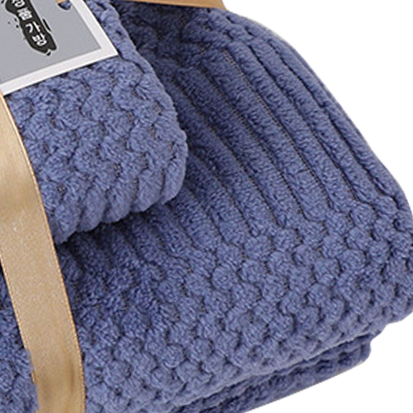 Bath Shower Towel Set Coral Fleece Quick Dry Highly Absorbent Soft Comfortable for Daily Use Dark Blue - Image 8