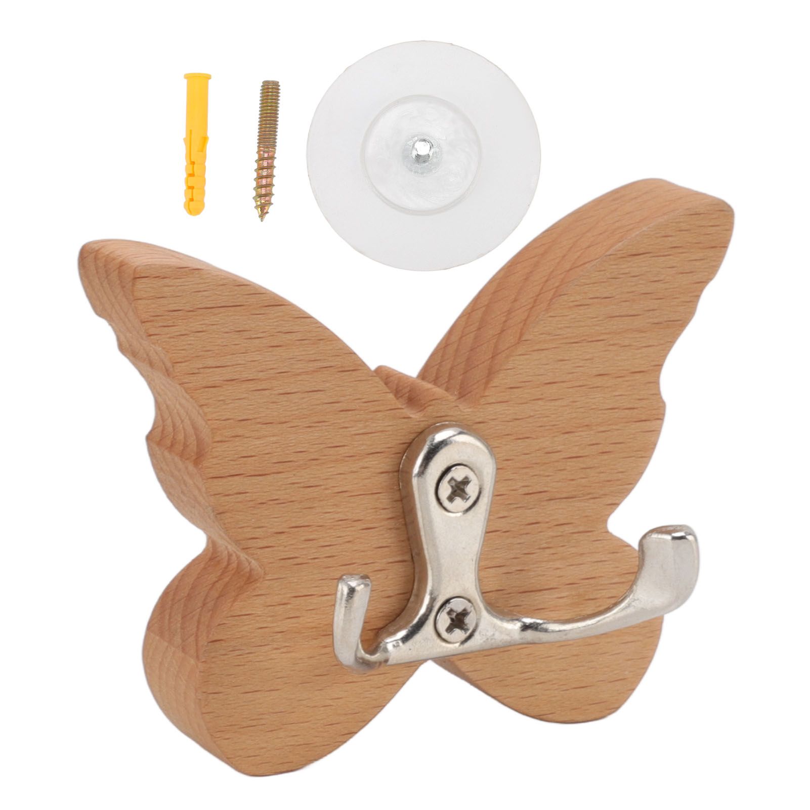 Wooden Butterfly Wall Hook Wood Wall Mounted Hanger for Coat Clothes Hat Towel - Image 1