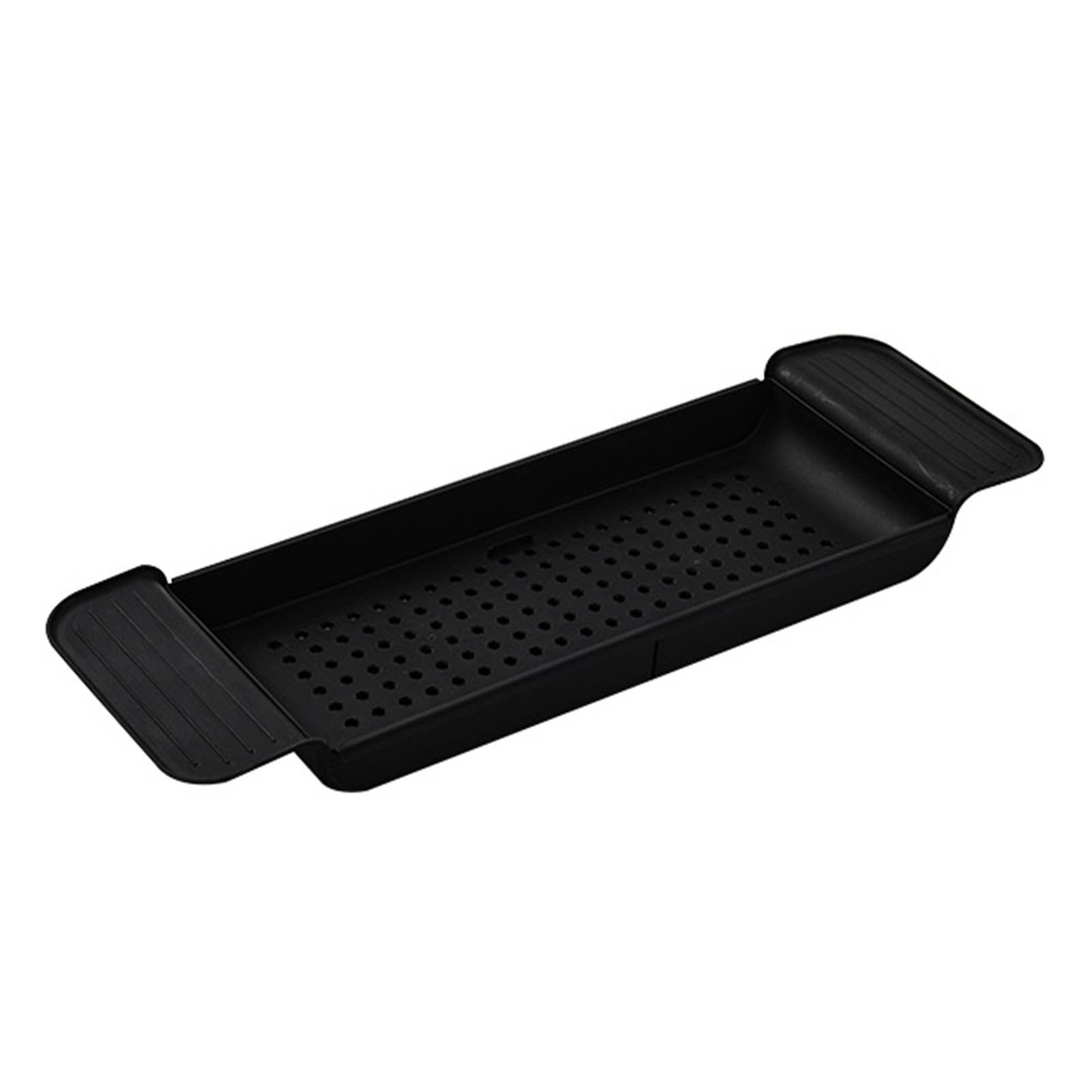 Bathtub Tray Stable Placement Expandable Plastic Material Draining Design Bath Caddy Tub Table for Bathroom Black - Image 1