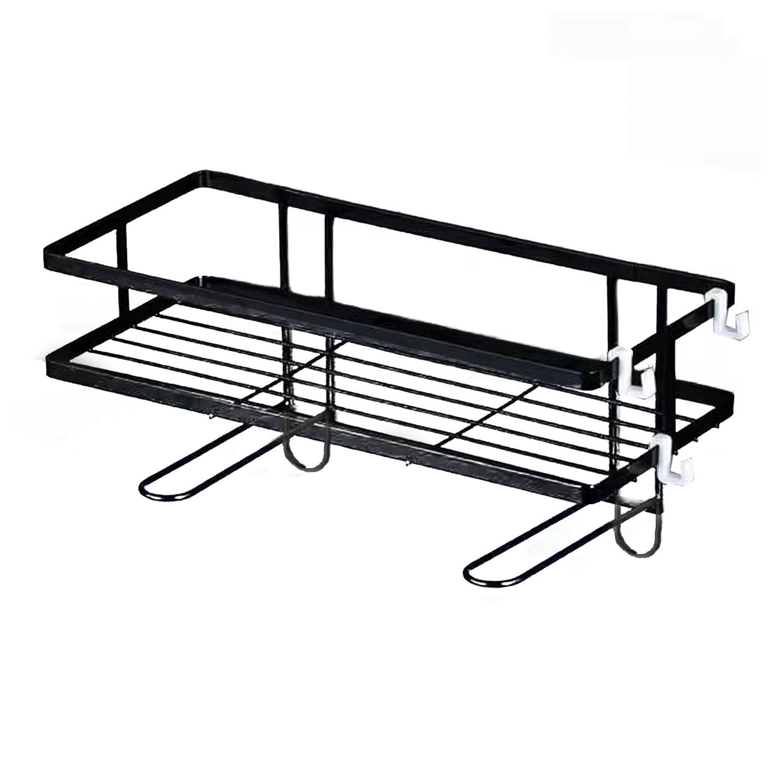 Toilet Shelf Thickening Waterproof Large Capacity Nail Free Installation Iron Over Toilet Bathroom Organizer Single Layer Black - Image 1