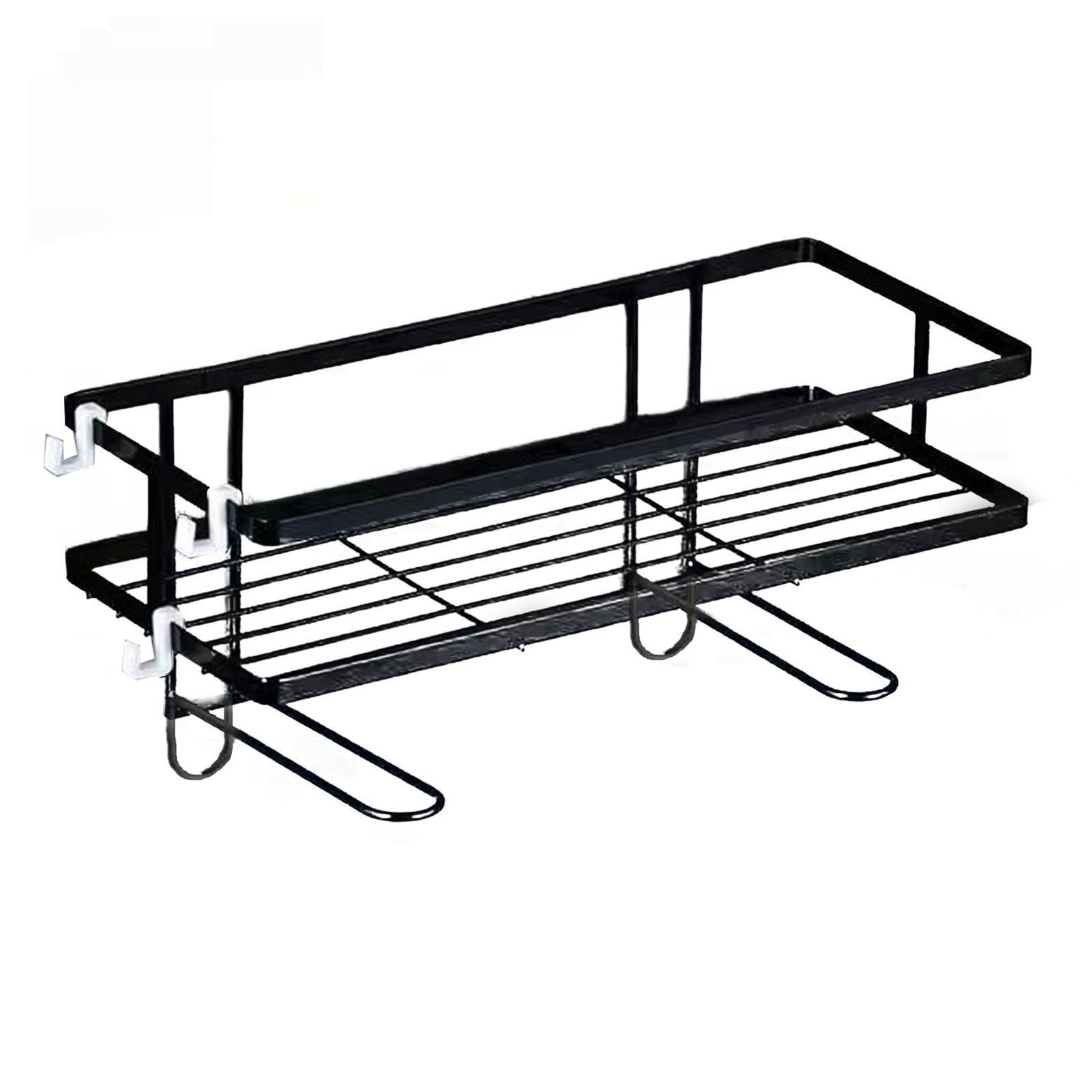Toilet Shelf Thickening Waterproof Large Capacity Nail Free Installation Iron Over Toilet Bathroom Organizer Single Layer Black - Image 2