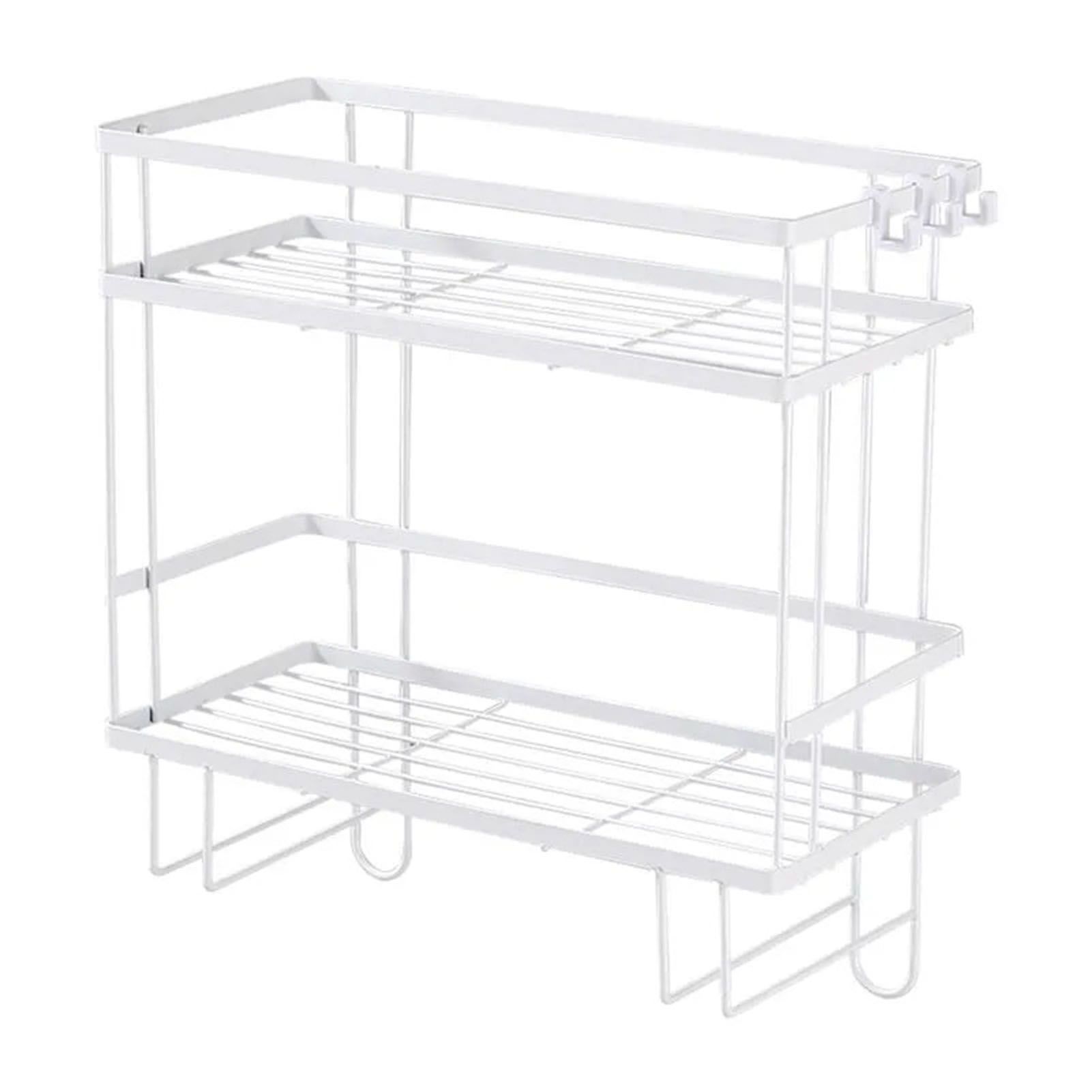 Toilet Shelf Thickening Waterproof Large Capacity Nail Free Installation Iron Over Toilet Bathroom Organizer Double Layer White - Image 1