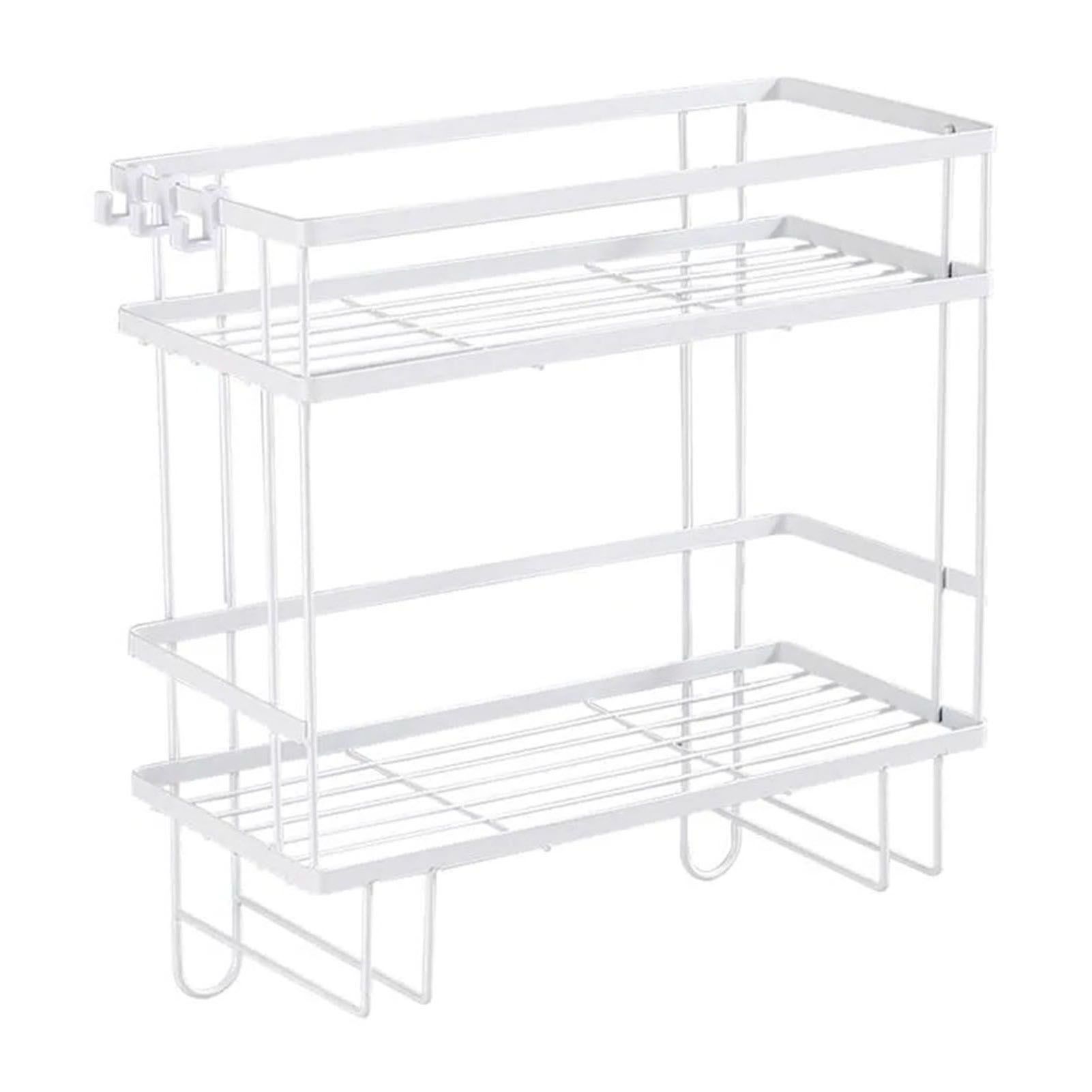 Toilet Shelf Thickening Waterproof Large Capacity Nail Free Installation Iron Over Toilet Bathroom Organizer Double Layer White - Image 2