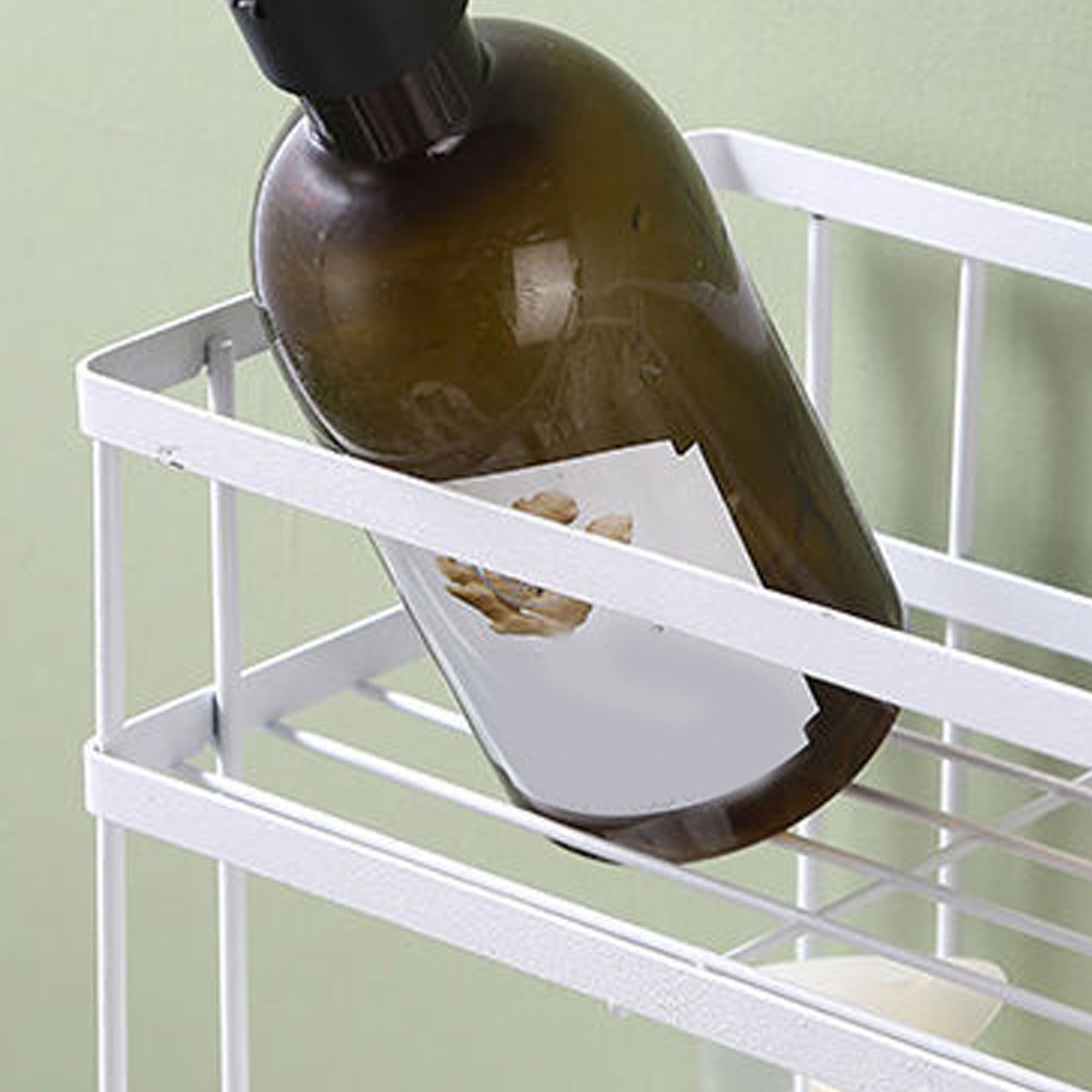 Toilet Shelf Thickening Waterproof Large Capacity Nail Free Installation Iron Over Toilet Bathroom Organizer Double Layer White - Image 7