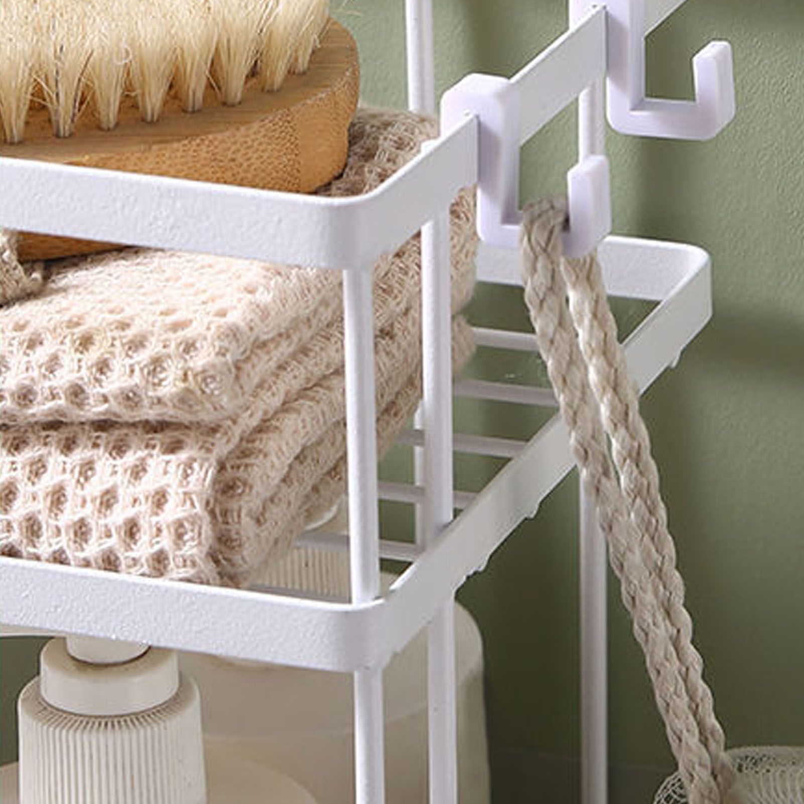 Toilet Shelf Thickening Waterproof Large Capacity Nail Free Installation Iron Over Toilet Bathroom Organizer Double Layer White - Image 8