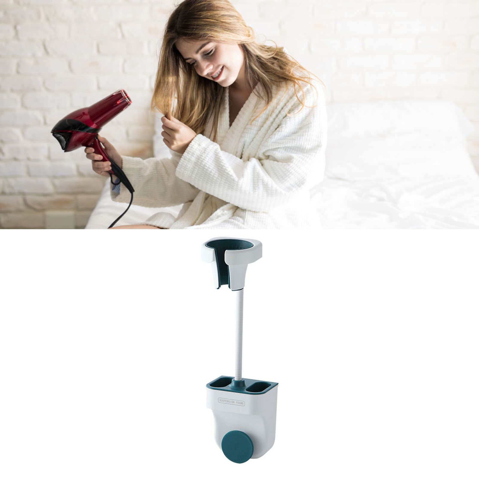 Hair Dryer Holder Wall Mount Punch Free Bracket Support Stand for Bathroom Home Hotel Blue - Image 5
