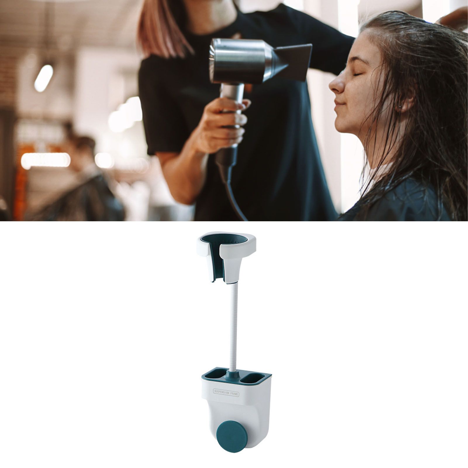 Hair Dryer Holder Wall Mount Punch Free Bracket Support Stand for Bathroom Home Hotel Blue - Image 6