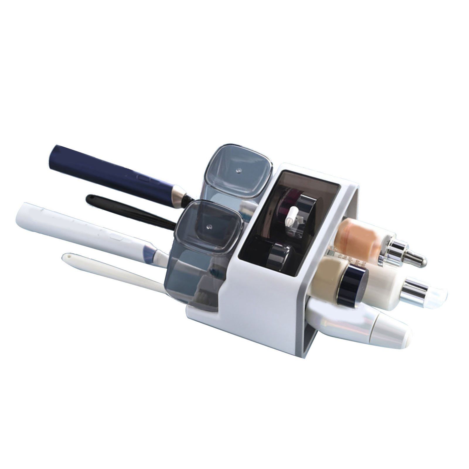 Toothbrush Shelf Punch Free Wall Mounted Mouthwash Cup Holder Toilet Storage Rack White 2 Cups - Image 2