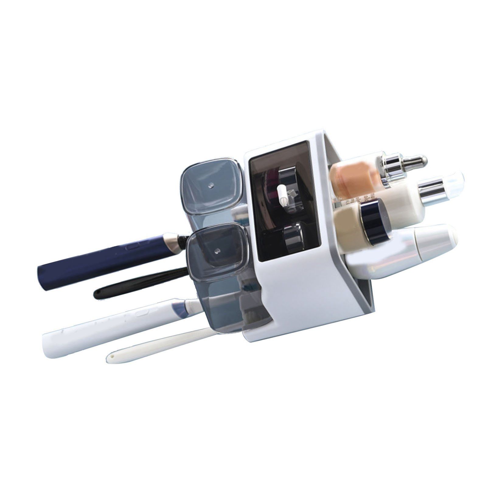 Toothbrush Shelf Punch Free Wall Mounted Mouthwash Cup Holder Toilet Storage Rack White 2 Cups - Image 3