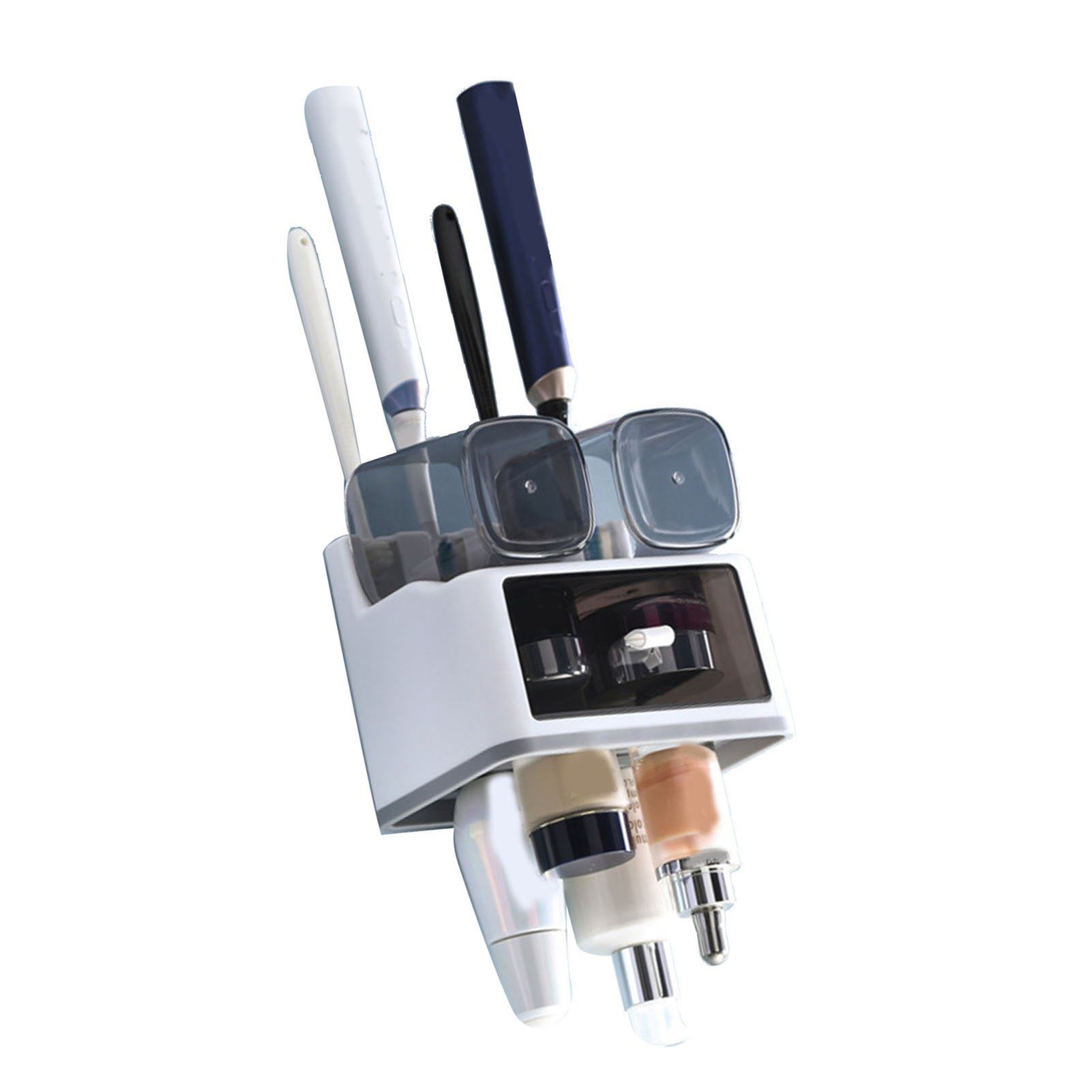 Toothbrush Shelf Punch Free Wall Mounted Mouthwash Cup Holder Toilet Storage Rack White 2 Cups - Image 4