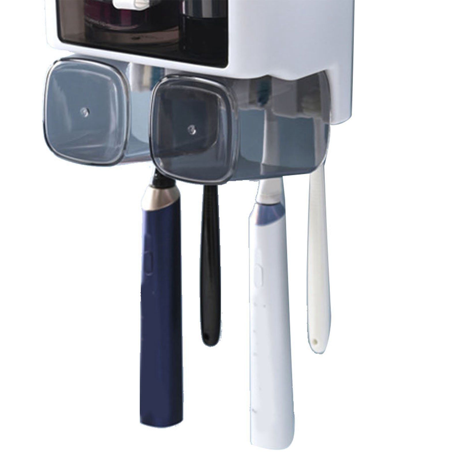Toothbrush Shelf Punch Free Wall Mounted Mouthwash Cup Holder Toilet Storage Rack White 2 Cups - Image 8
