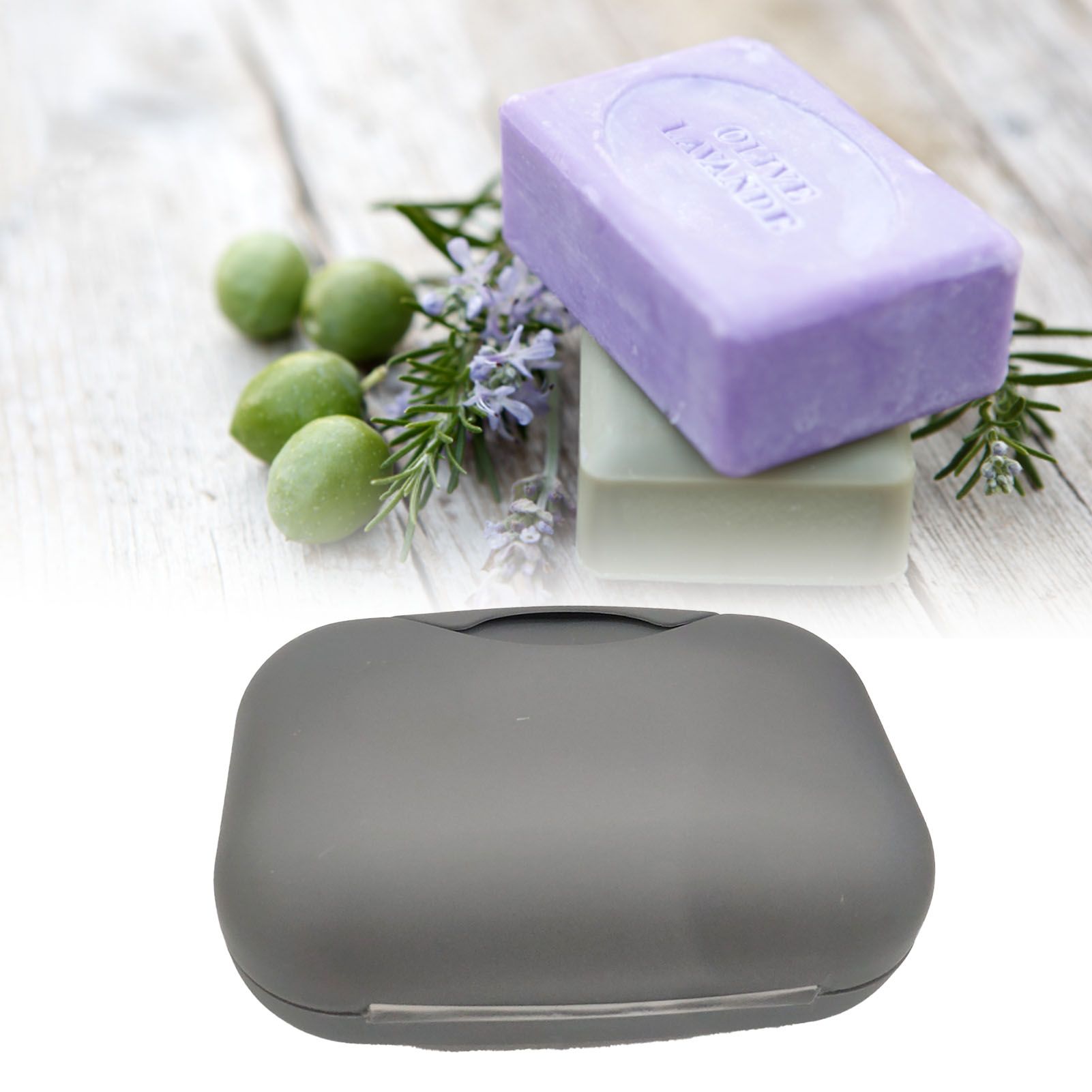 Soap Container Waterproof Washable Grey Portable Soap Case with Lock for Home Ourdoor Travelling - Image 5