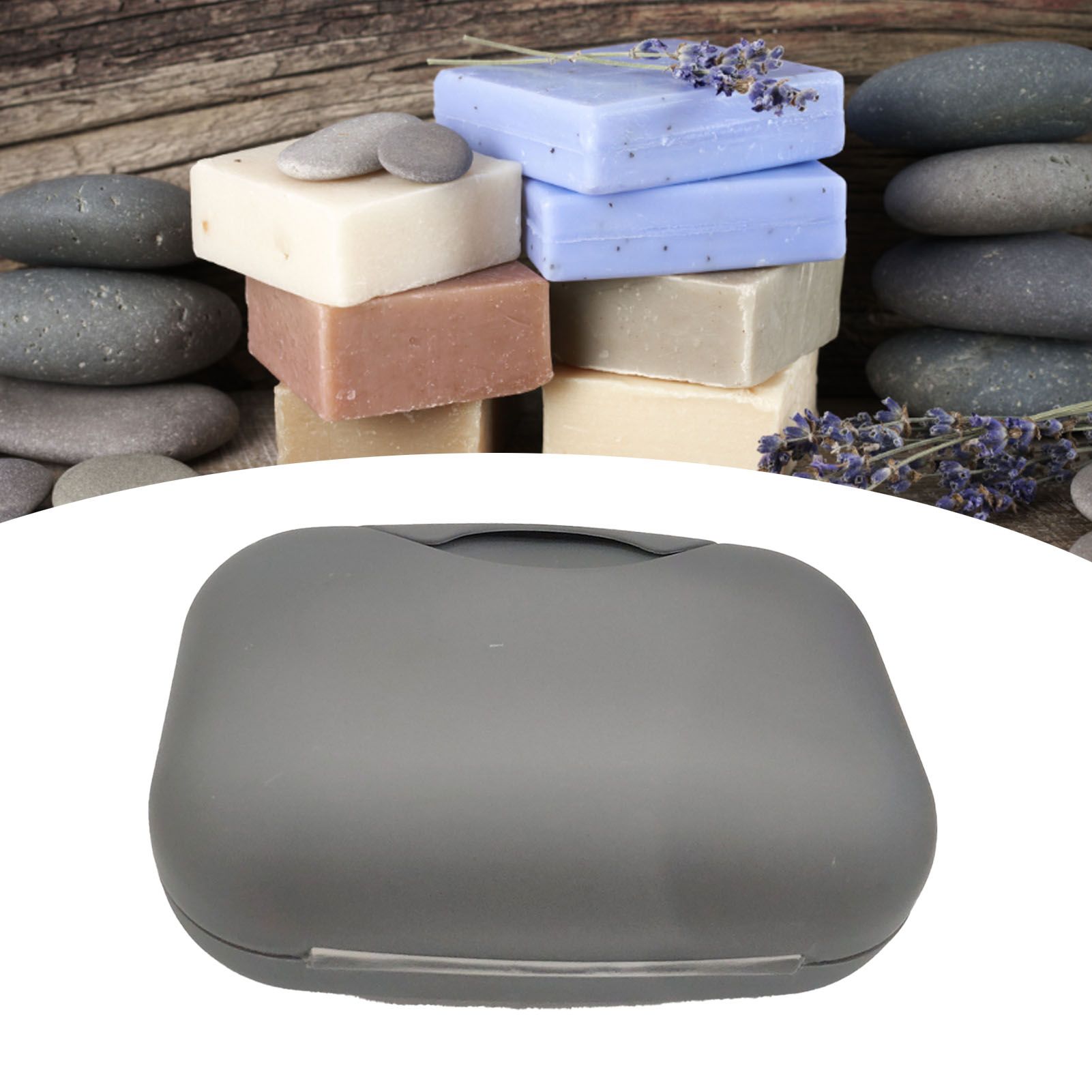 Soap Container Waterproof Washable Grey Portable Soap Case with Lock for Home Ourdoor Travelling - Image 6