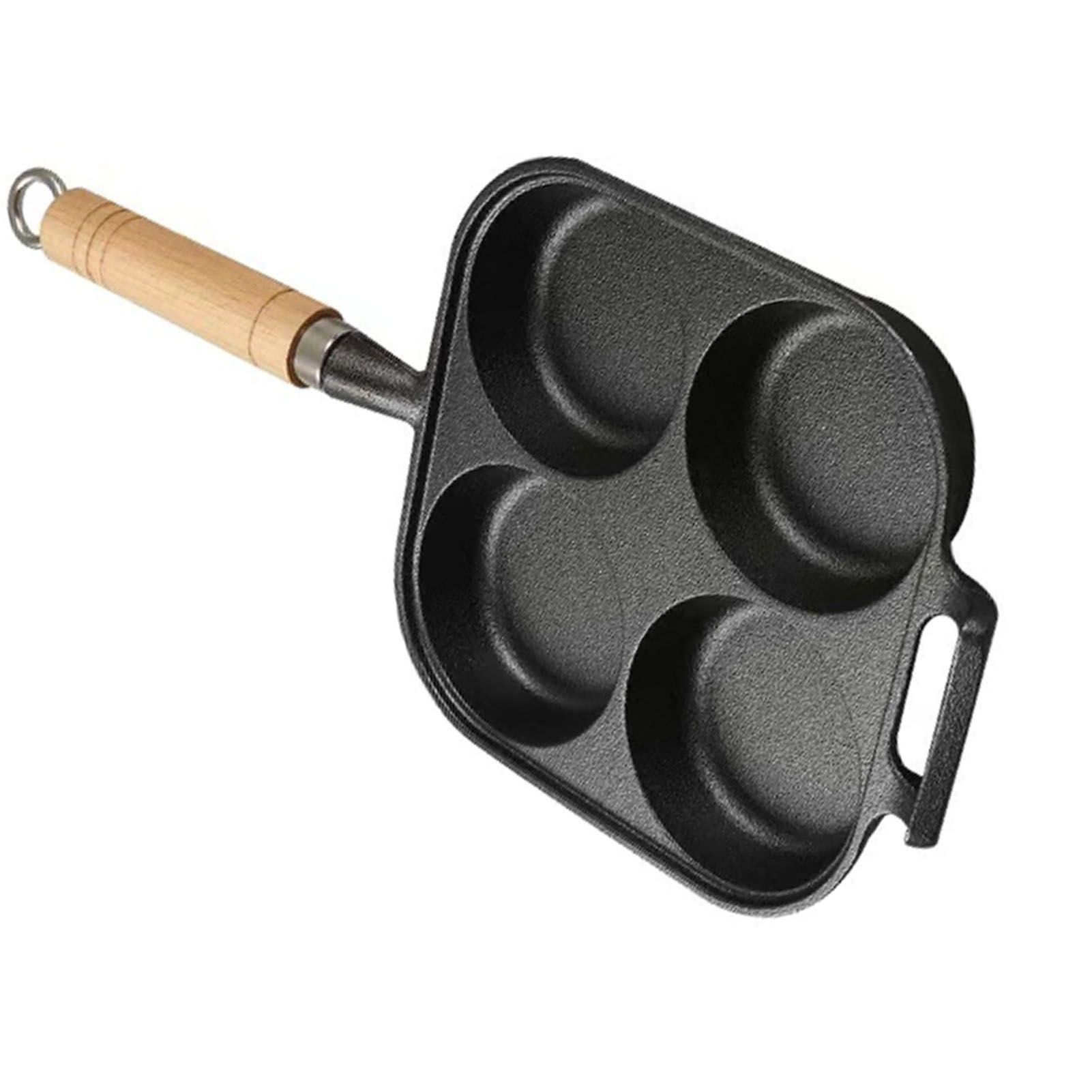 Frying Pan Deepened Non Stick With Spatula Oil Brush Four Hole Frying Pot For Breakfast Pancake - Image 2