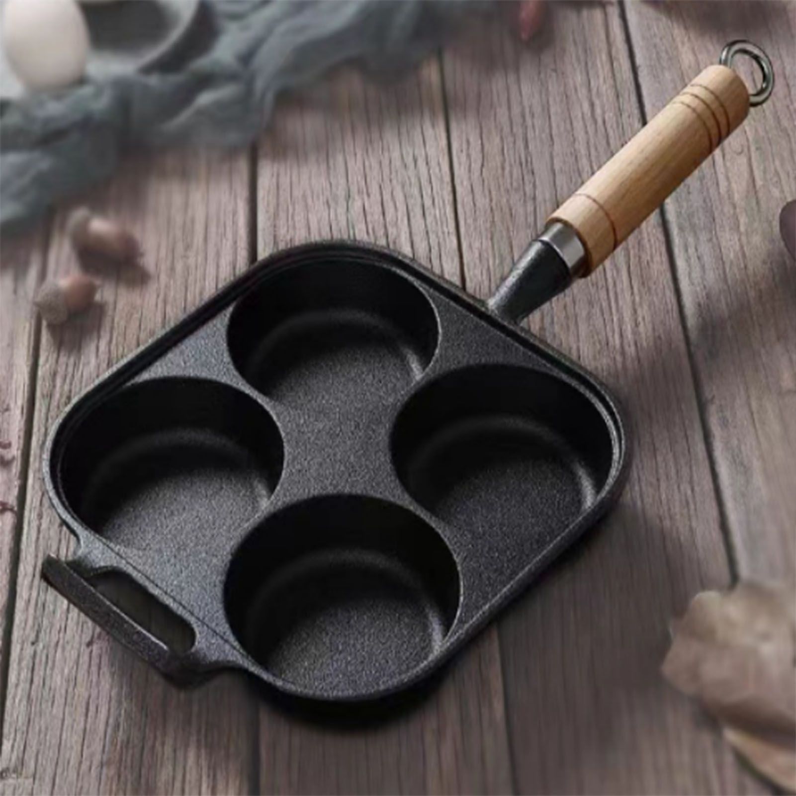 Frying Pan Deepened Non Stick With Spatula Oil Brush Four Hole Frying Pot For Breakfast Pancake - Image 5
