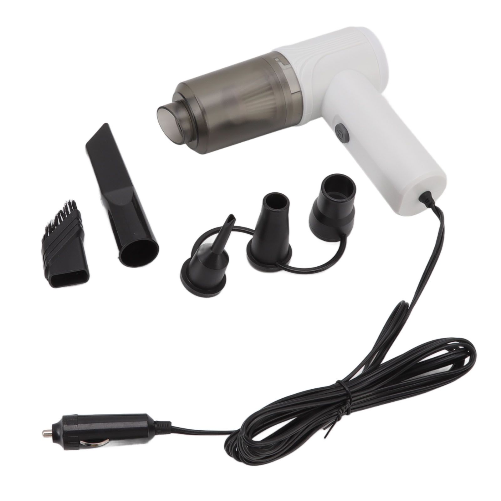 Car Vacuum Cleaner 360° Cleaning Washable Filter Screen Portable Handheld Vacuum Cleaner Inflator 12V White - Image 1
