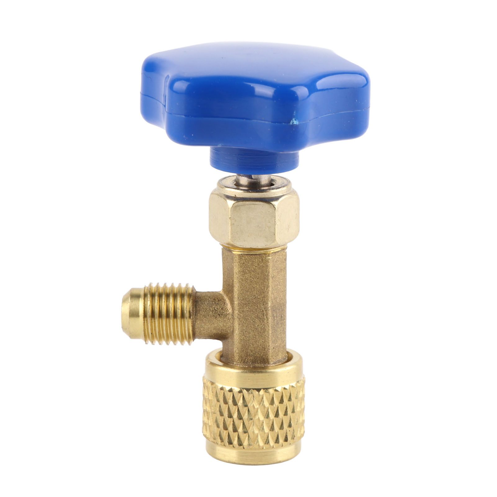 Universal Refrigerant Safety Valve Brass 1cm Diameter Cylinder Valve Replacement for Home Air Conditioner Yellow - Image 1
