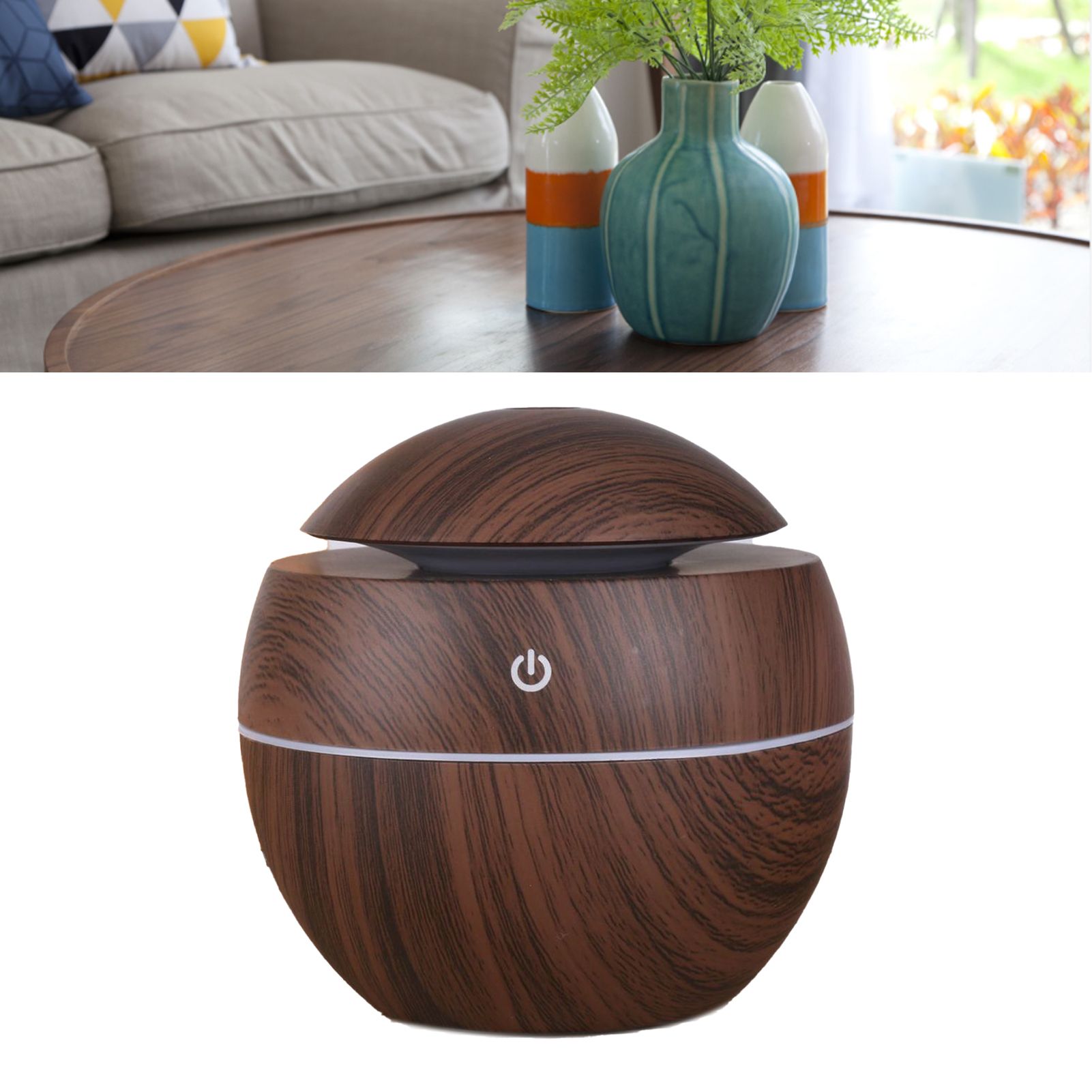 Wood Grain Humidifier Compact Portable 5V 2W USB Humidifier for Bedrooms Living Rooms Office Car - Image 5