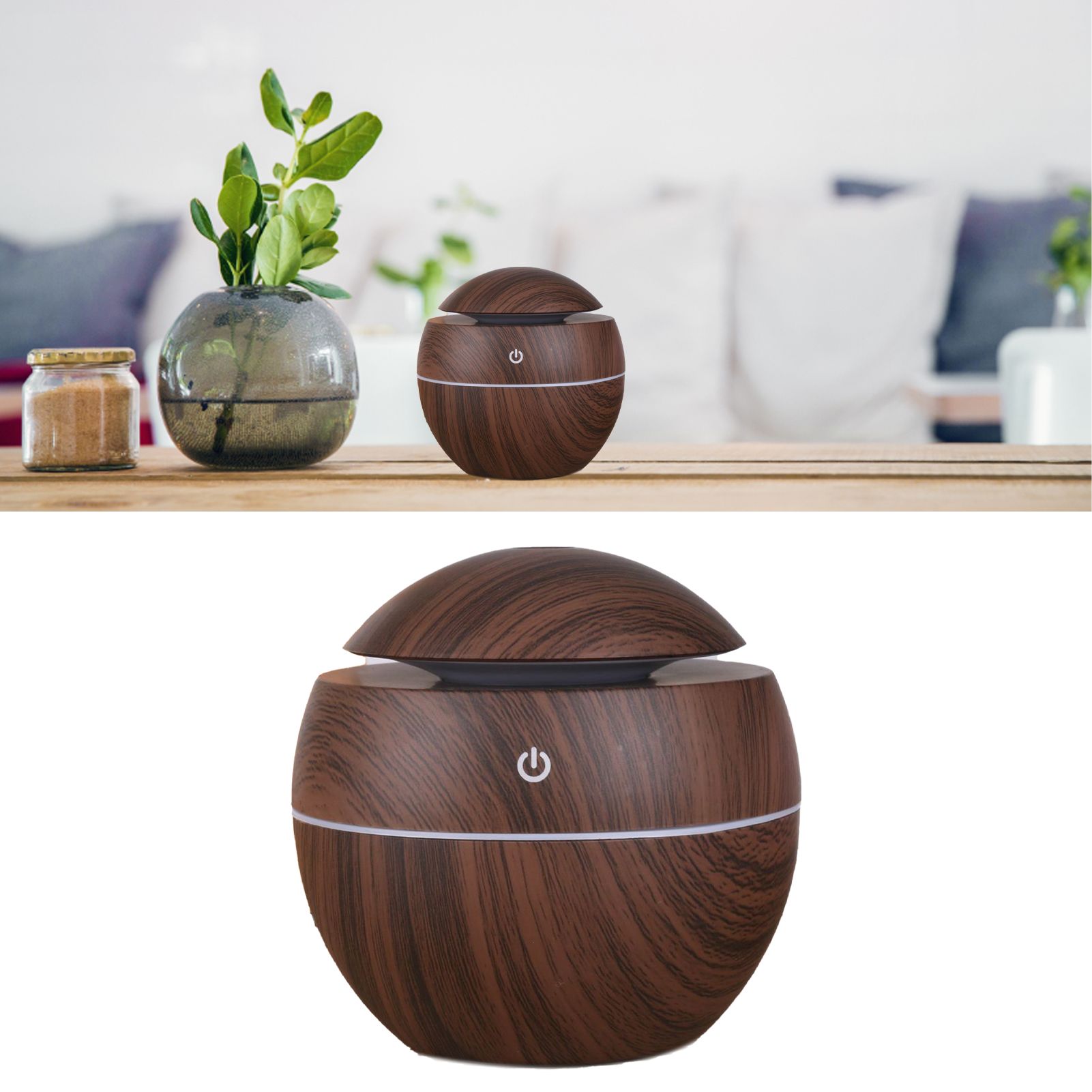 Wood Grain Humidifier Compact Portable 5V 2W USB Humidifier for Bedrooms Living Rooms Office Car - Image 6