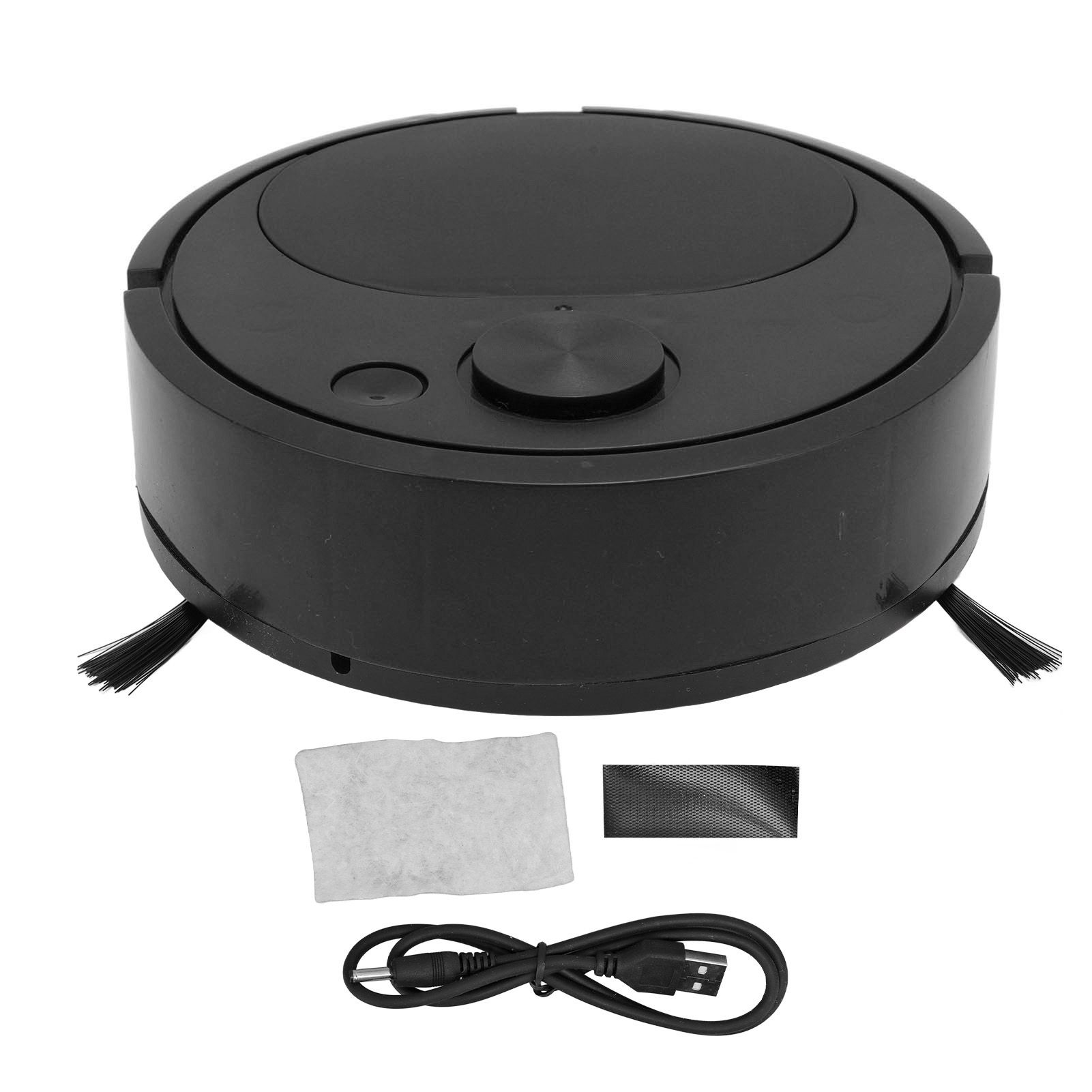 Robot Vacuum Cleaner Multifunctional USB Charging Mini Smart Sweeping Robot for Wooden Flooring Tile Carpet Black - Image 1