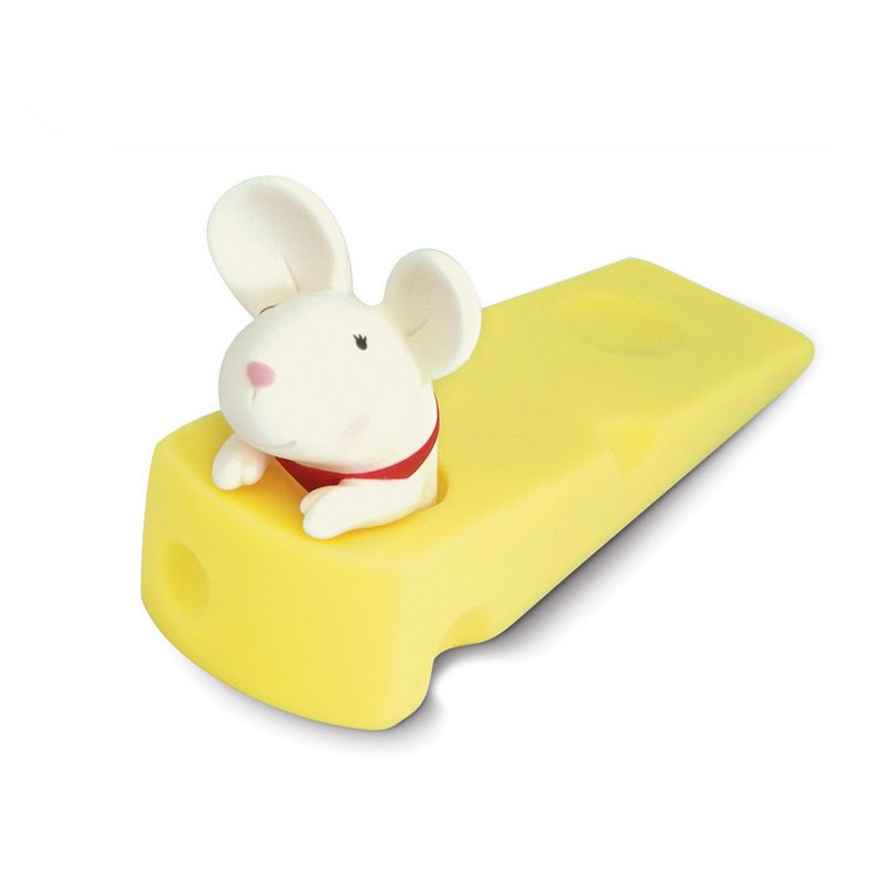 Cartoon Door Stopper Cute Animal Shaped Punch Free Decorative Door Wedge for Home Office White Mouse - Image 1