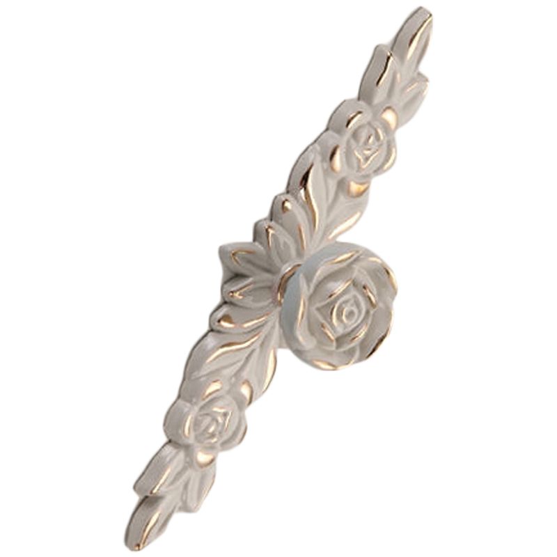 Euro Rose Cabinet Knobs Vintage Exquisite 3D Zinc Alloy Flower Drawer Pull Handles for Kitchen Bedroom and Bathroom Leaf Ivory with Gold Trim M - Image 2