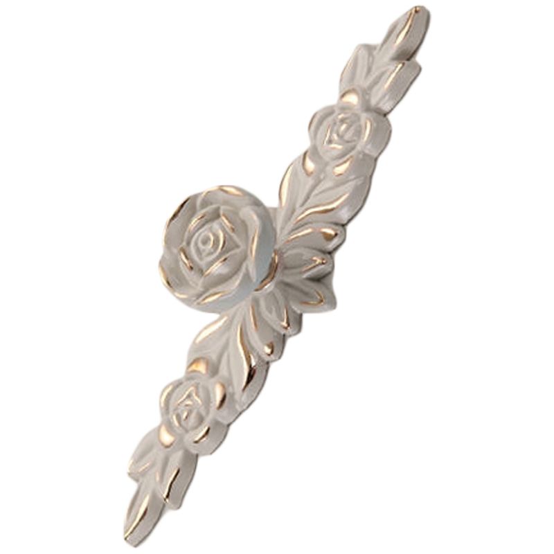 Euro Rose Cabinet Knobs Vintage Exquisite 3D Zinc Alloy Flower Drawer Pull Handles for Kitchen Bedroom and Bathroom Leaf Ivory with Gold Trim M - Image 4