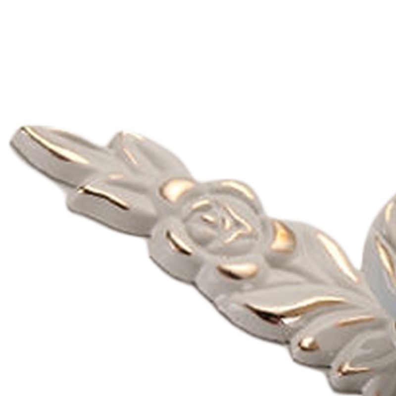 Euro Rose Cabinet Knobs Vintage Exquisite 3D Zinc Alloy Flower Drawer Pull Handles for Kitchen Bedroom and Bathroom Leaf Ivory with Gold Trim M - Image 5