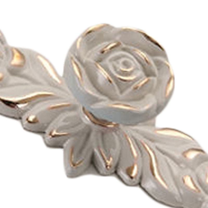Euro Rose Cabinet Knobs Vintage Exquisite 3D Zinc Alloy Flower Drawer Pull Handles for Kitchen Bedroom and Bathroom Leaf Ivory with Gold Trim M - Image 6