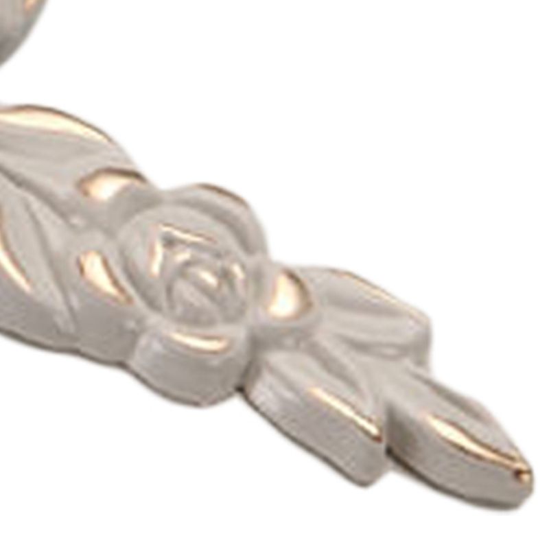 Euro Rose Cabinet Knobs Vintage Exquisite 3D Zinc Alloy Flower Drawer Pull Handles for Kitchen Bedroom and Bathroom Leaf Ivory with Gold Trim M - Image 7
