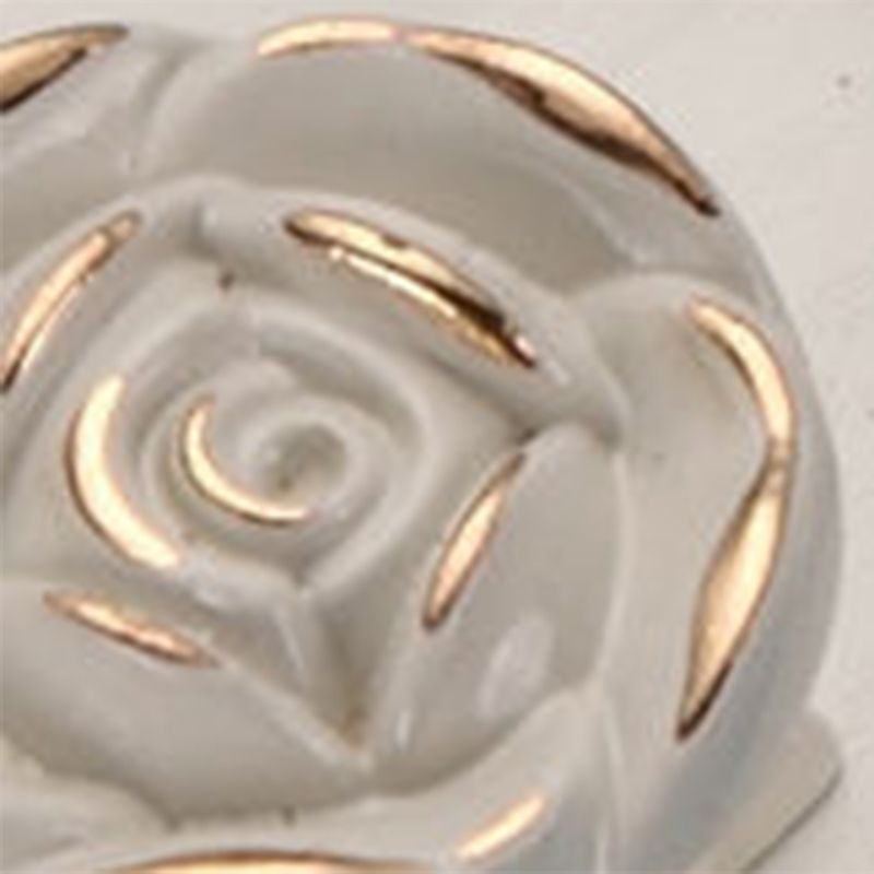 Euro Rose Cabinet Knobs Vintage Exquisite 3D Zinc Alloy Flower Drawer Pull Handles for Kitchen Bedroom and Bathroom Leaf Ivory with Gold Trim M - Image 8