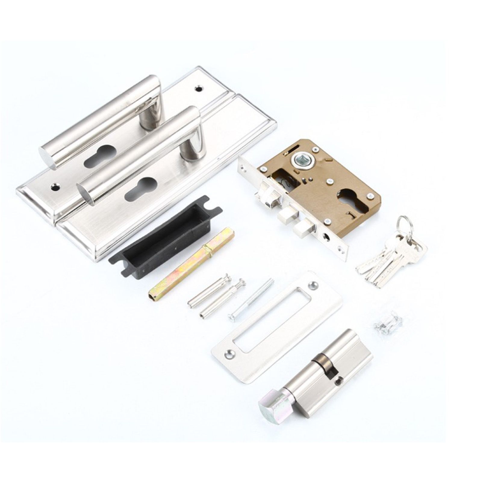 Keyed Entry Door Lock Silent Double Latch Irregular Stainless Steel Door Handle Lock for Bedroom Hotel Balcony - Image 1