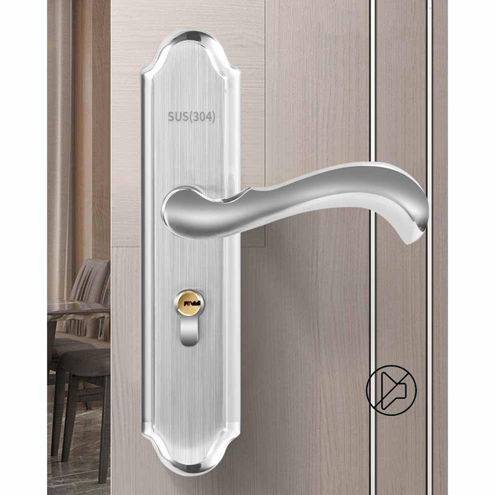 Keyed Entry Door Lock Silent Double Latch Irregular Stainless Steel Door Handle Lock for Bedroom Hotel Balcony - Image 5