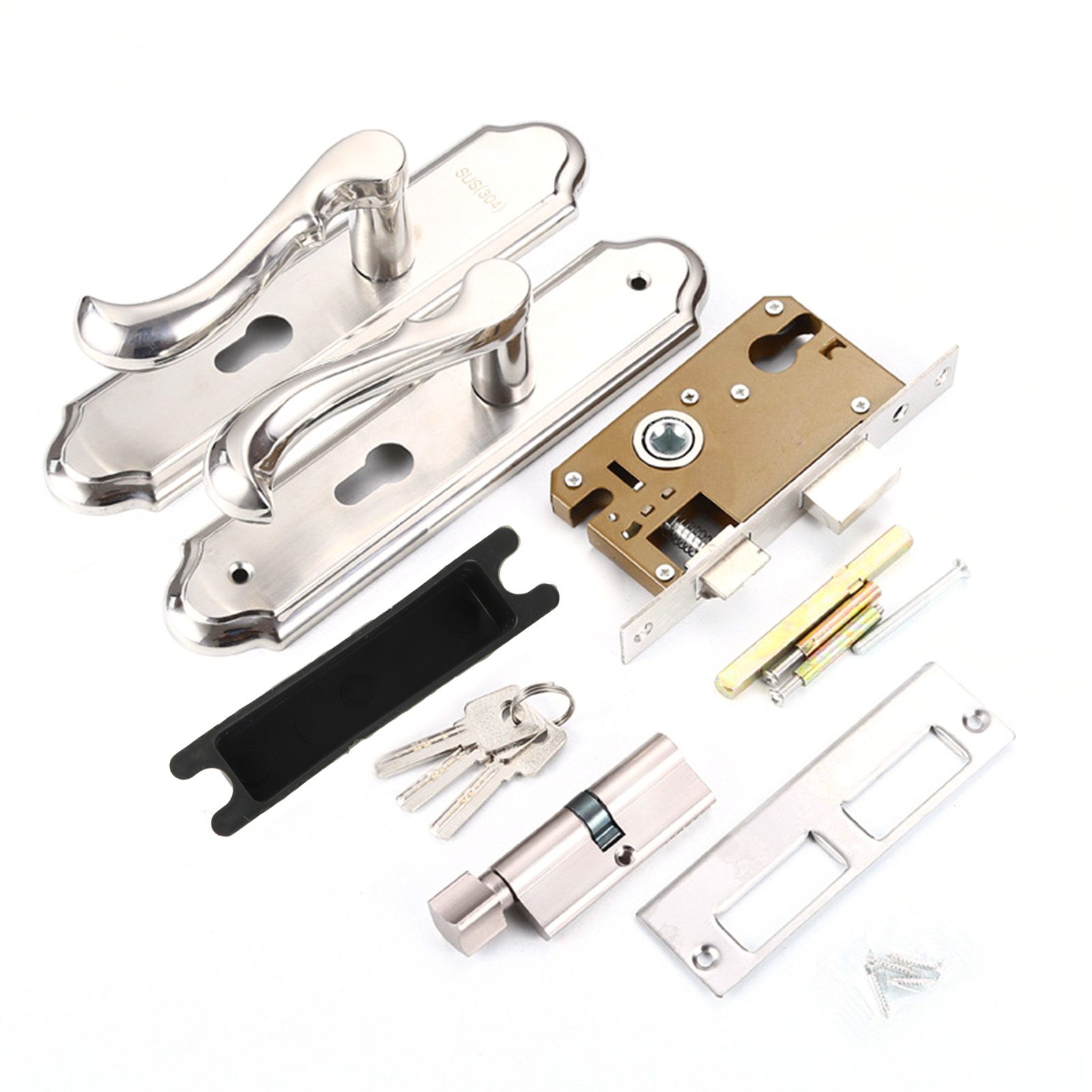 Stainless Steel Handle Door Lock Mechanical Magnetic Security Entry Lever Lock for Bedroom Hotel Balcony - Image 1