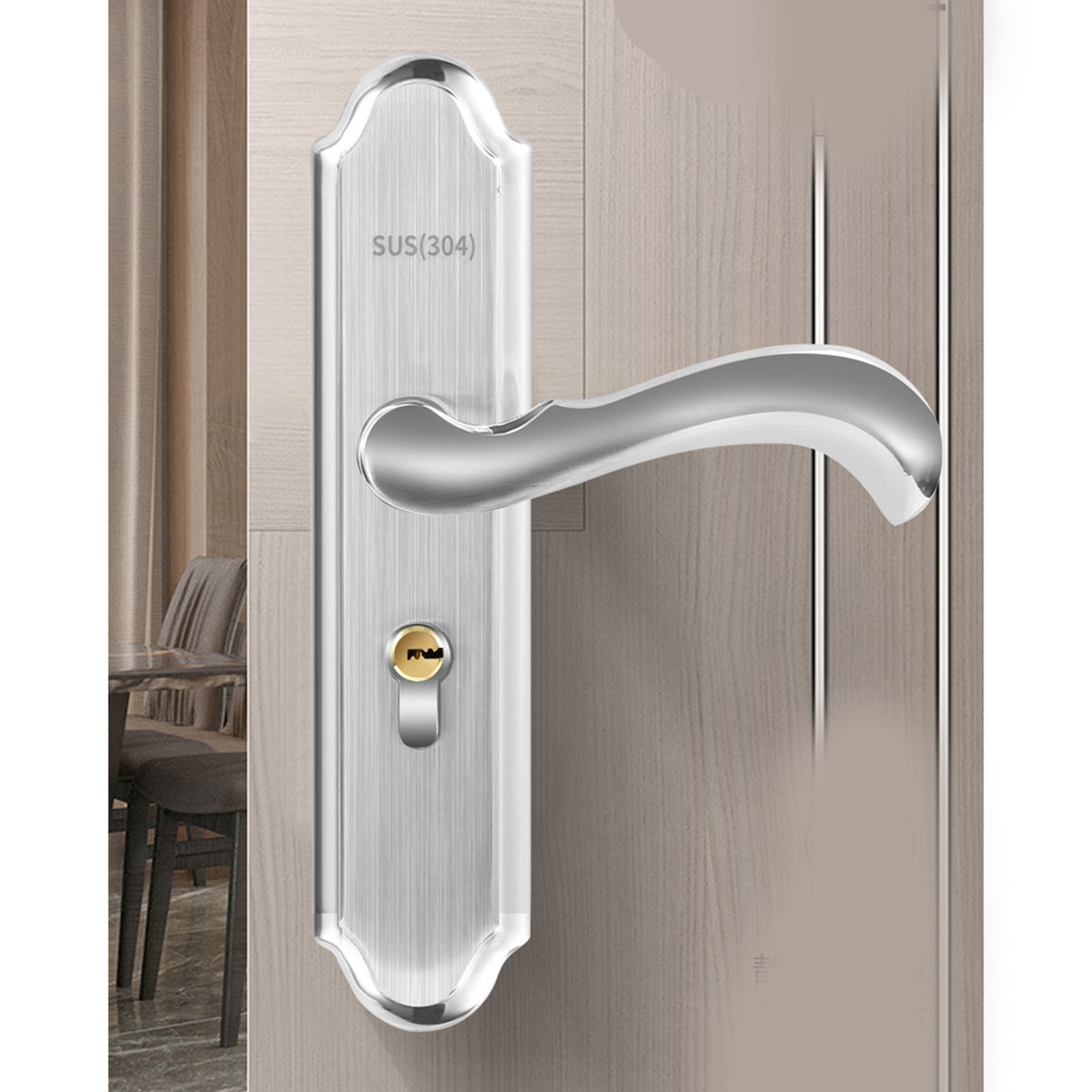 Stainless Steel Handle Door Lock Mechanical Magnetic Security Entry Lever Lock for Bedroom Hotel Balcony - Image 5