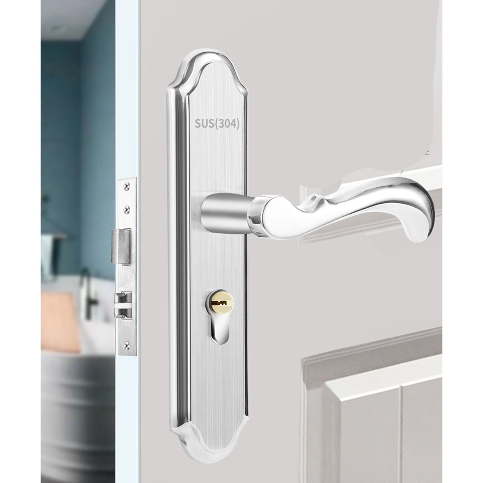 Stainless Steel Handle Door Lock Mechanical Magnetic Security Entry Lever Lock for Bedroom Hotel Balcony - Image 6