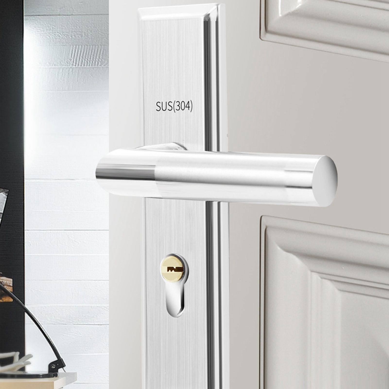 Stainless Steel Handle Door Lock Mechanical Magnetic Security Entry Lever Lock for Bedroom Hotel Balcony - Image 8