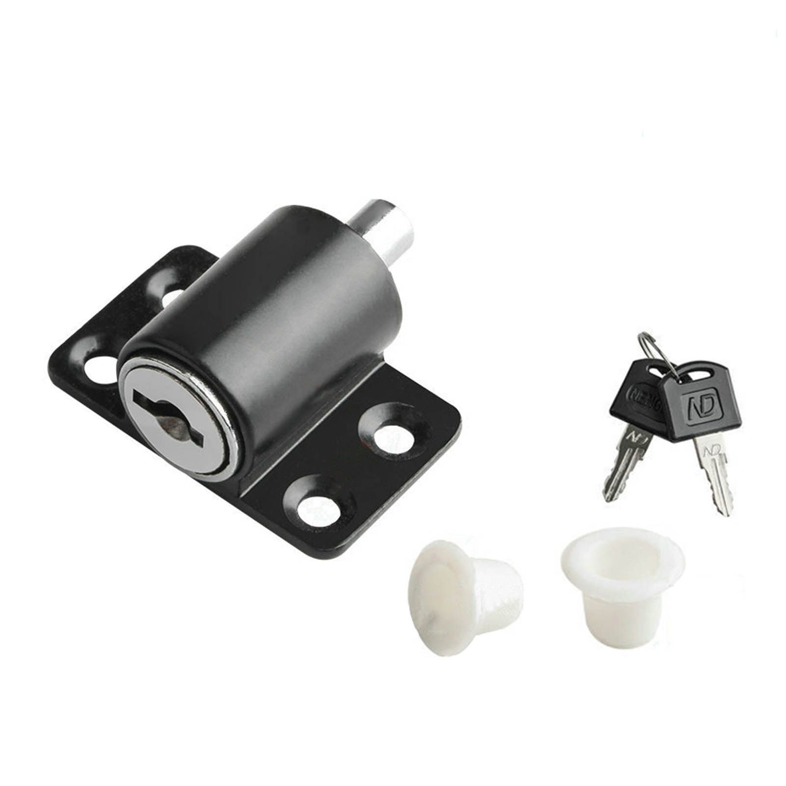 Door Security Lock Anti Theft Alloy Paint Surface with Keys Window Bolt for Home Cabinets Black - Image 1