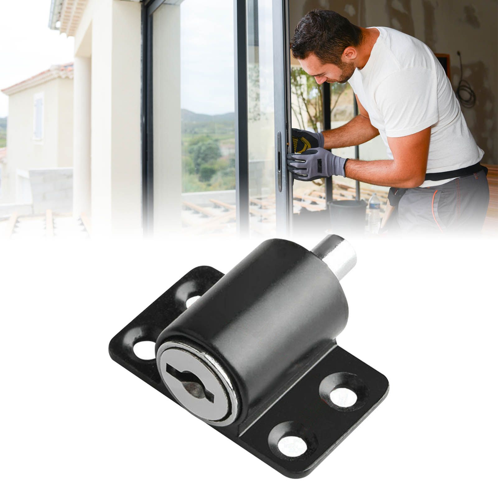 Door Security Lock Anti Theft Alloy Paint Surface with Keys Window Bolt for Home Cabinets Black - Image 5