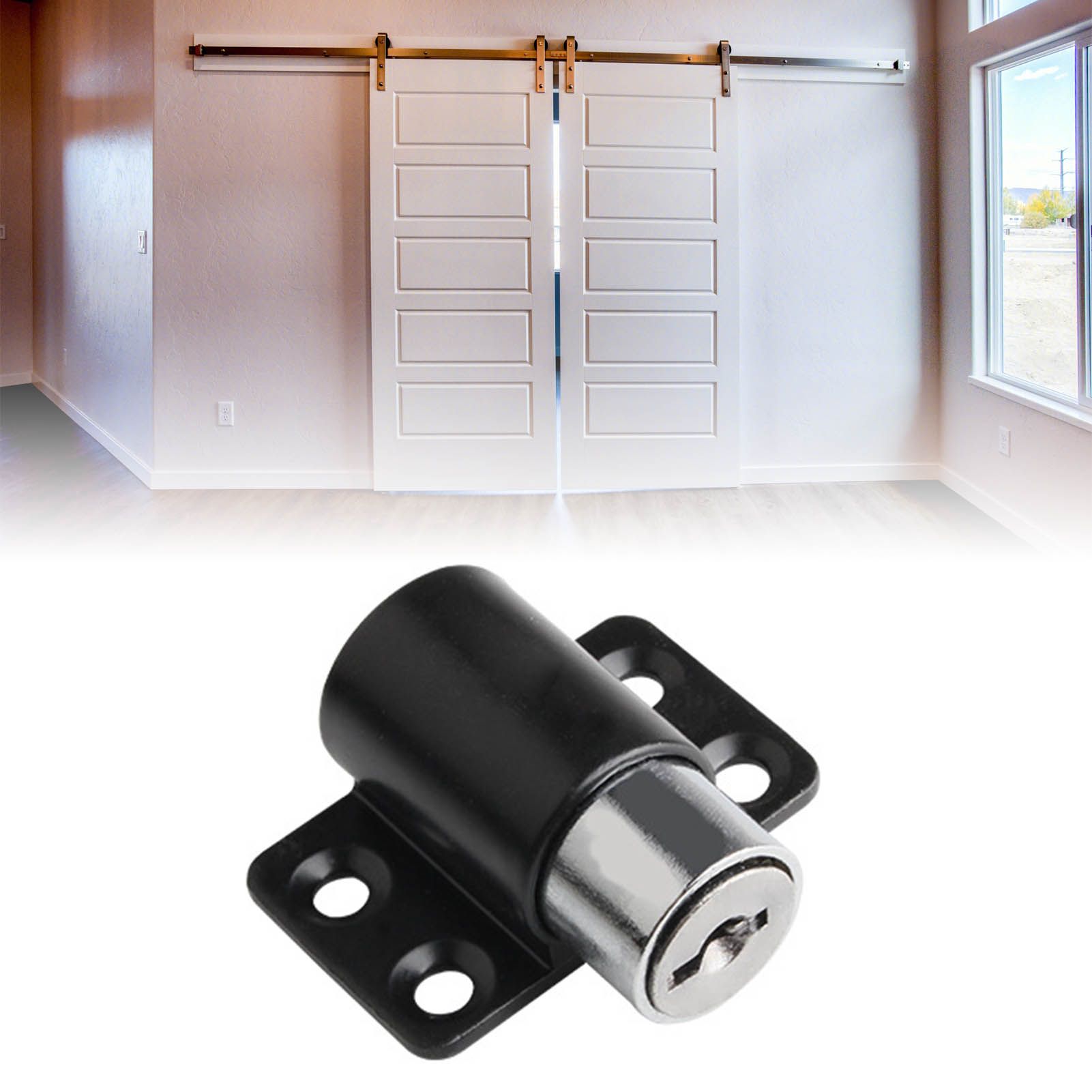 Door Security Lock Anti Theft Alloy Paint Surface with Keys Window Bolt for Home Cabinets Black - Image 6