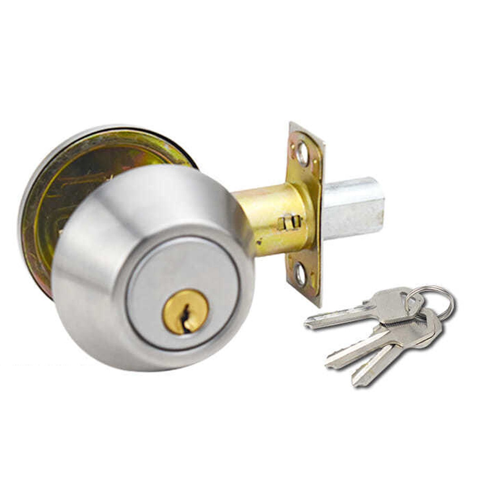 Ball Door Knob Universal Protection Classic Entrance Keyed Interior Door Knob for Home Use Silver - Image 1