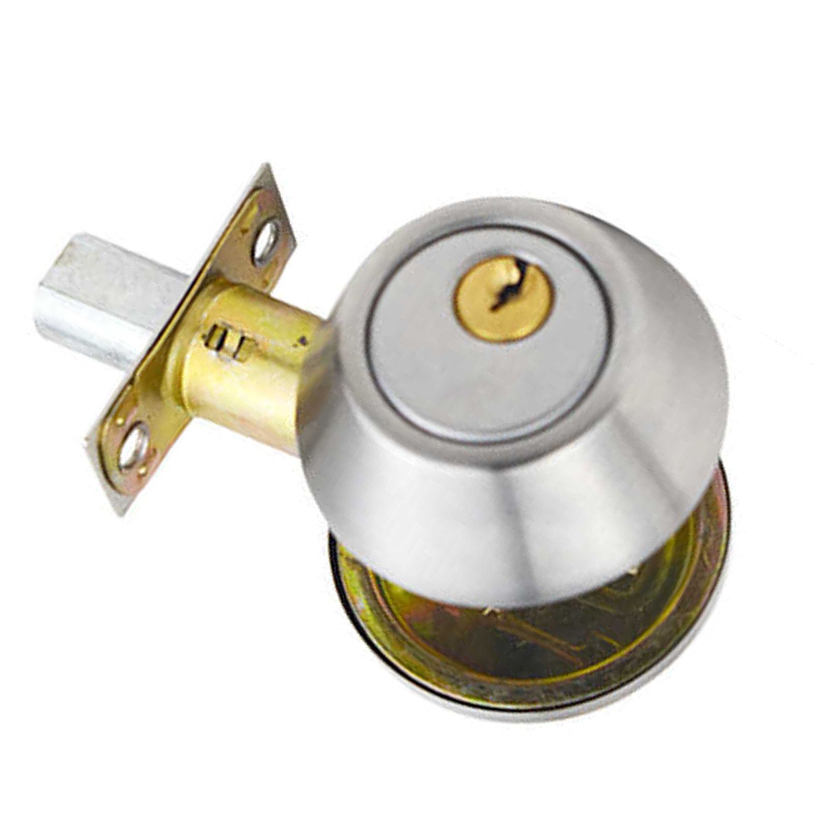 Ball Door Knob Universal Protection Classic Entrance Keyed Interior Door Knob for Home Use Silver - Image 3