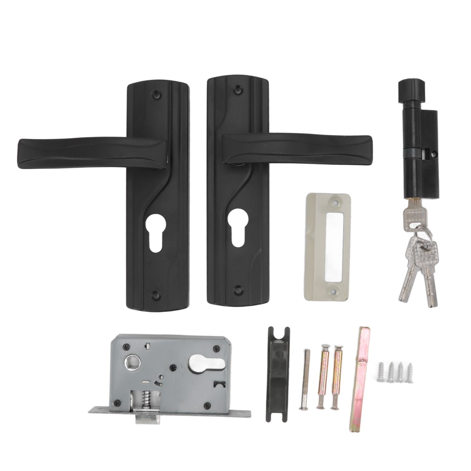 Door Handle Lock Manganese Steel Silent Bearing Universal Door Lever Lock Set with Keys for Home Bedroom Black - Image 1