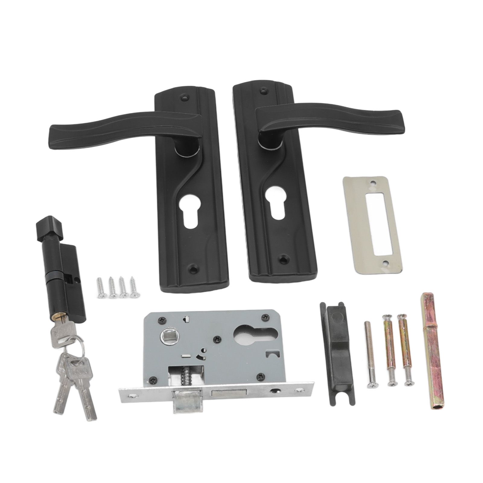 Door Handle Lock Manganese Steel Silent Bearing Universal Door Lever Lock Set with Keys for Home Bedroom Black - Image 6