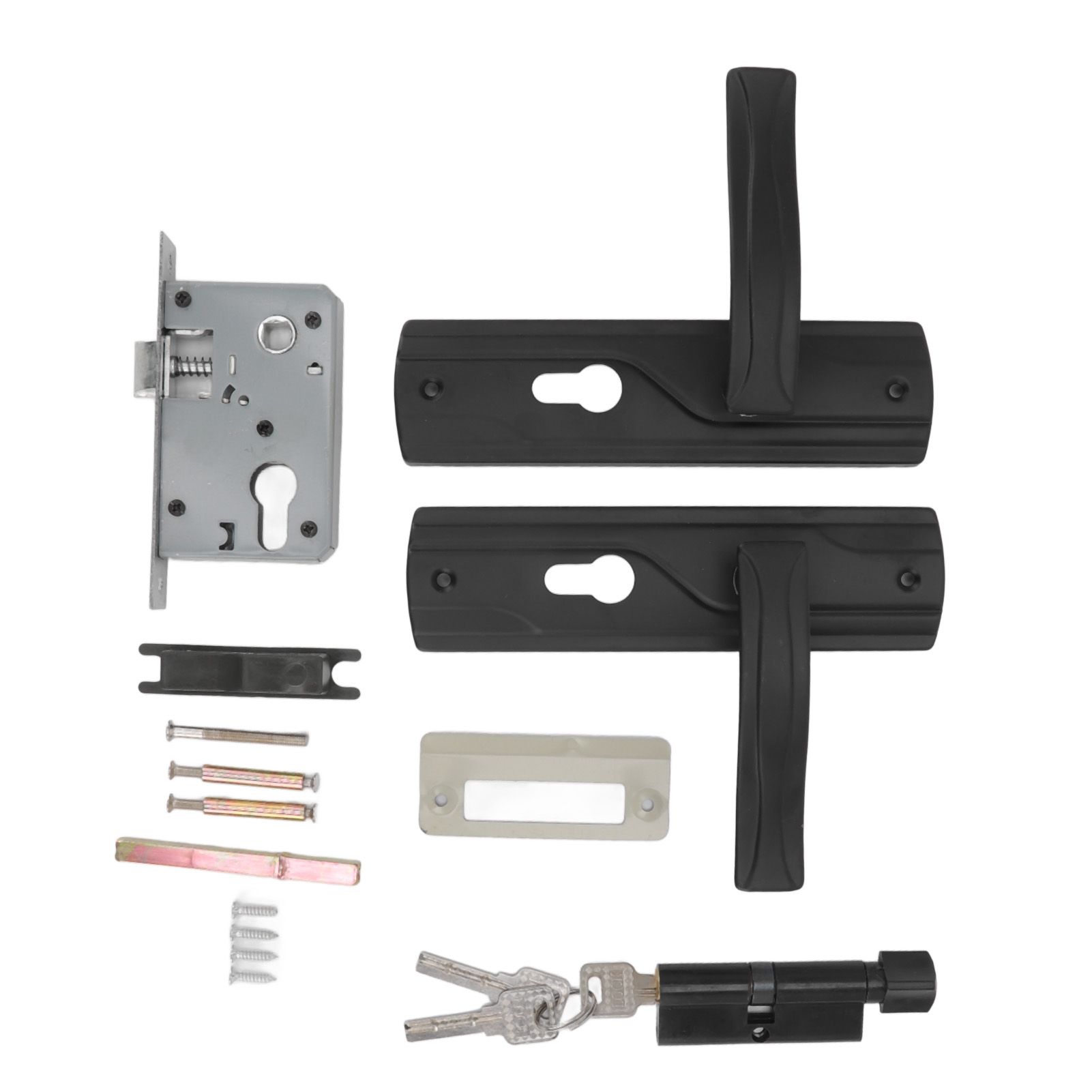 Door Handle Lock Manganese Steel Silent Bearing Universal Door Lever Lock Set with Keys for Home Bedroom Black - Image 7