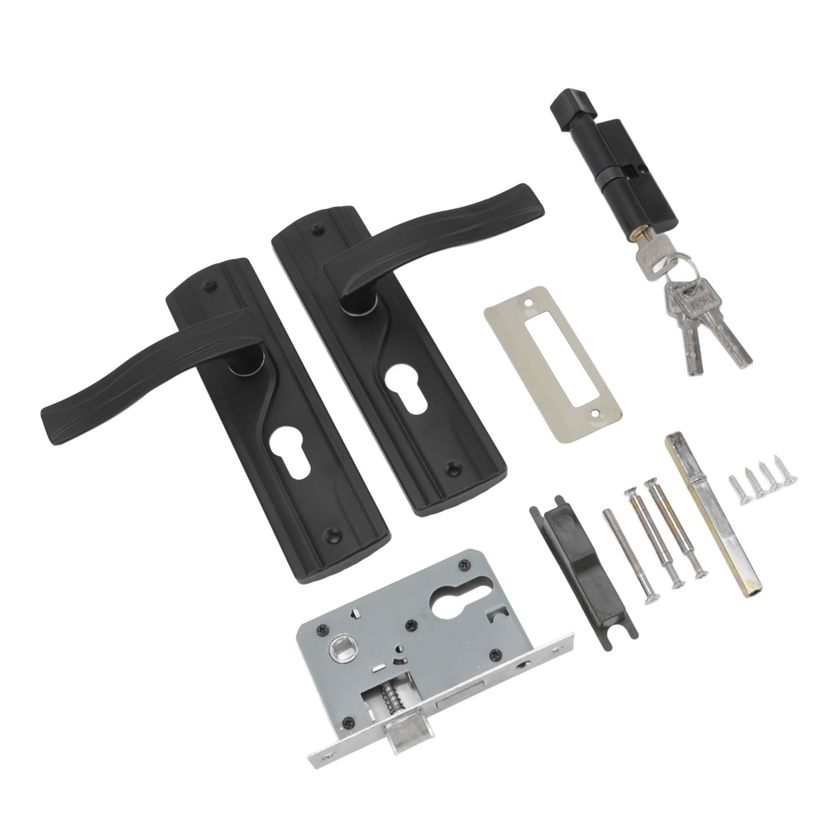 Door Handle Lock Manganese Steel Silent Bearing Universal Door Lever Lock Set with Keys for Home Bedroom Black - Image 8